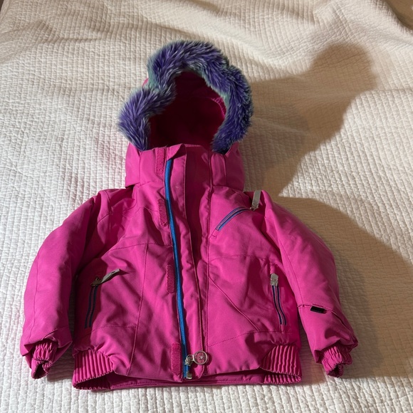 Spyder Other - Spyder Pink Hooded Jacket with Purple Fur Trim for girls size 2